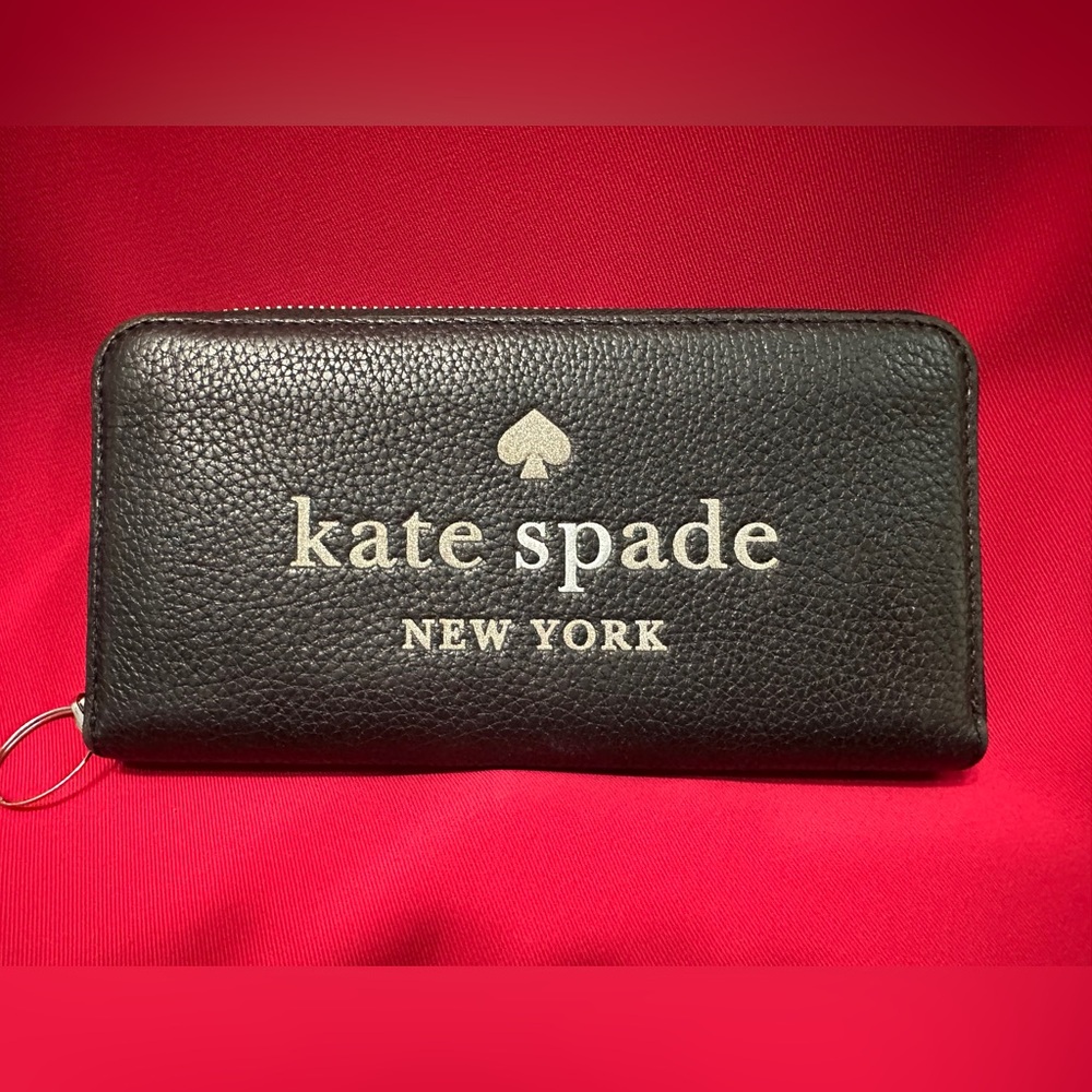 Kate Spade Black Pebbled Leather Ella Large Continental Wallet